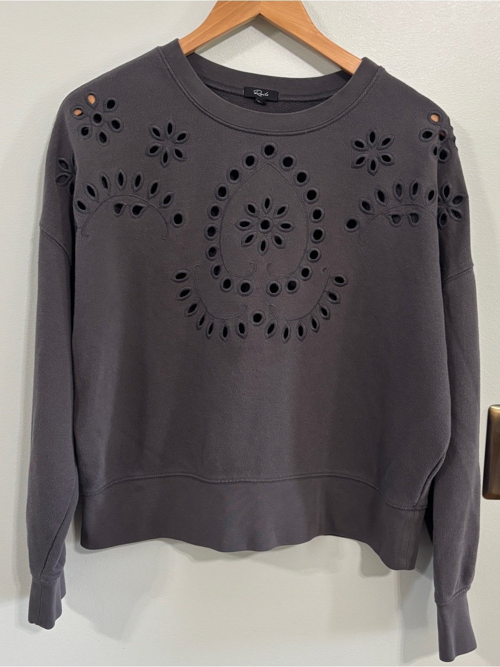 Rails Alice eyelet sweatshirt grey size large